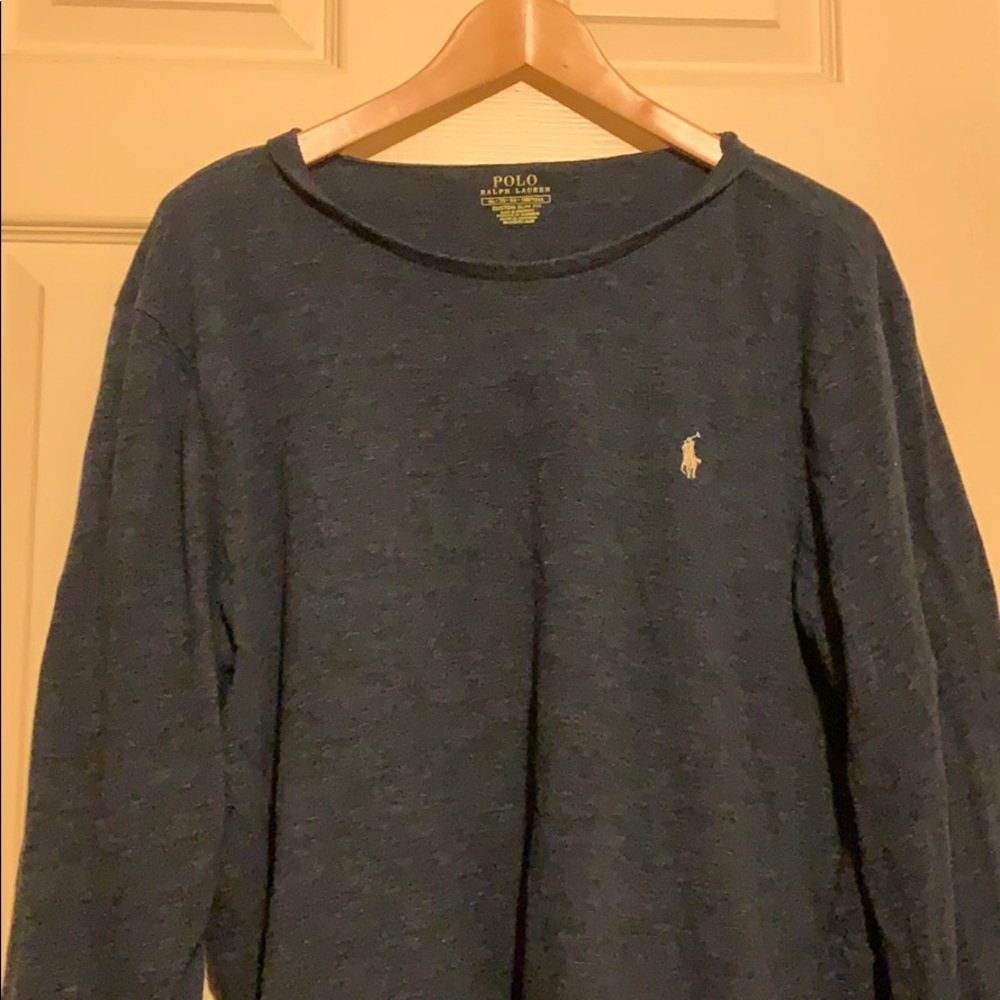 Navy blue long sleeve polo T Shirt